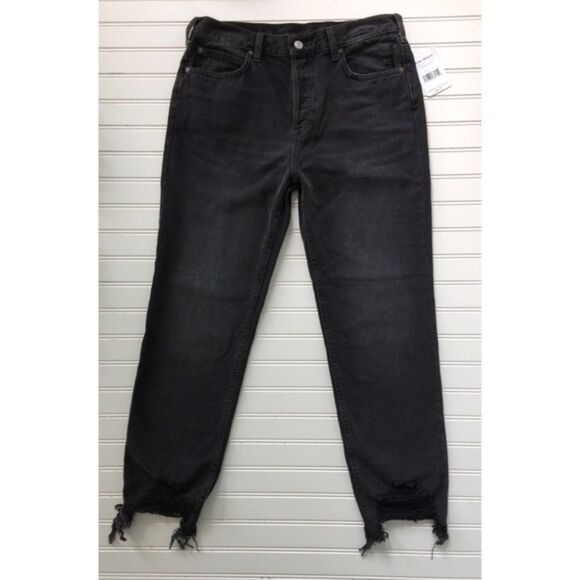 Free People Chewed Up Midrise Straight Jeans in Rugged Black Sizes 27 & 28 NWT - Picture 4 of 7